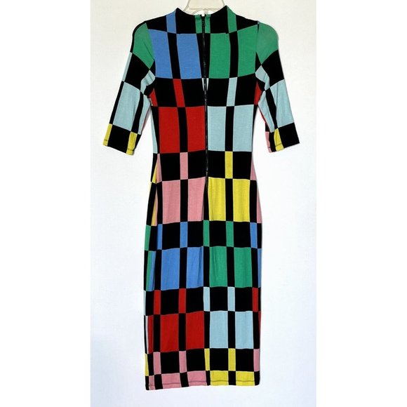 Alice + Olivia Multicolor Checkered Midi Dress - Picture 5 of 13